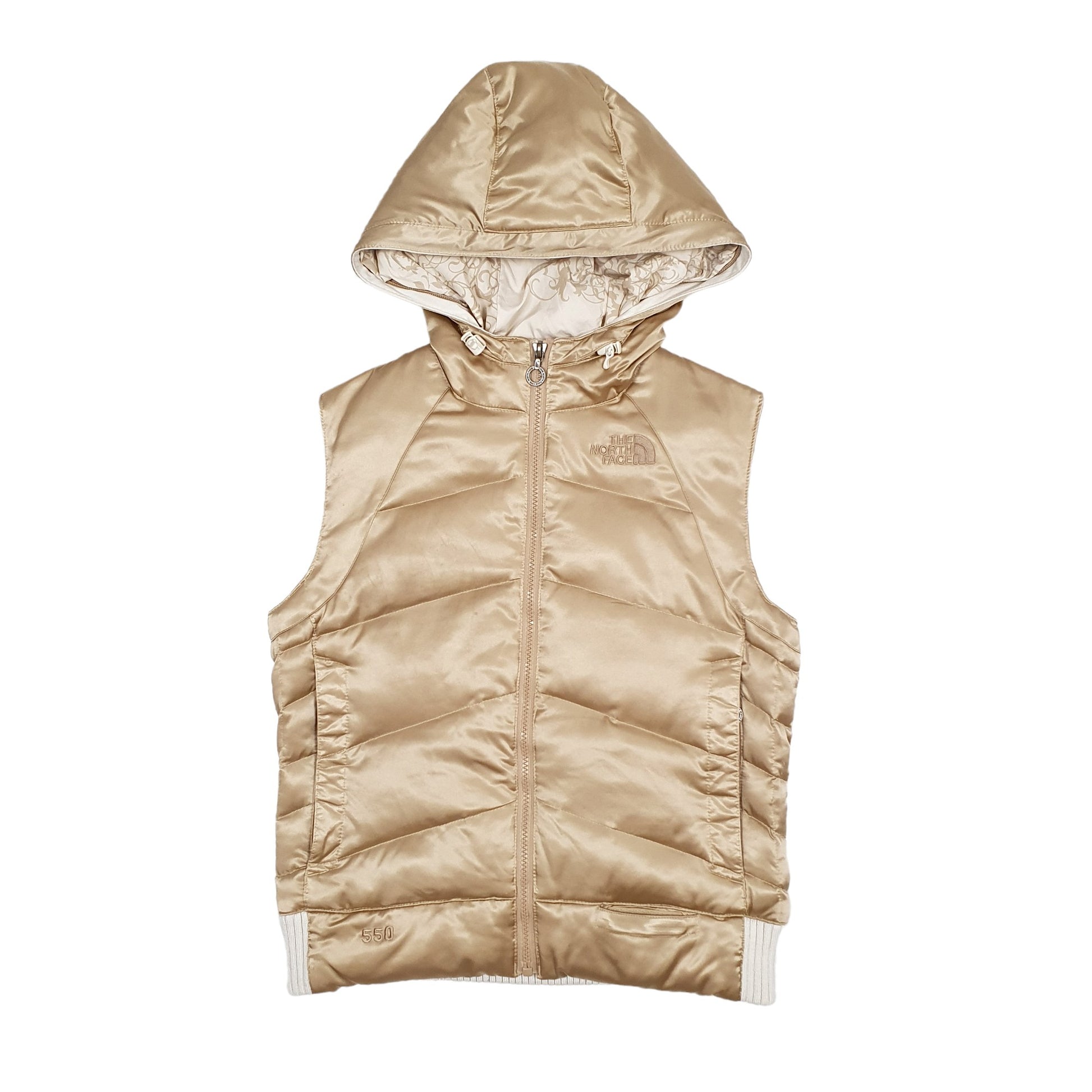 Womens Gold The North Face Hooded Puffer Jacket Coat