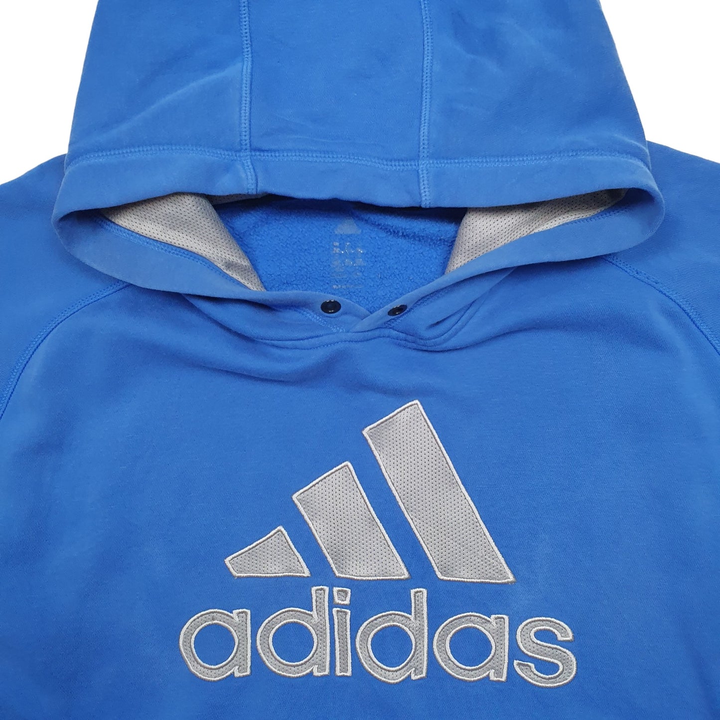 Mens Blue Adidas Spellout Hoodie Jumper
