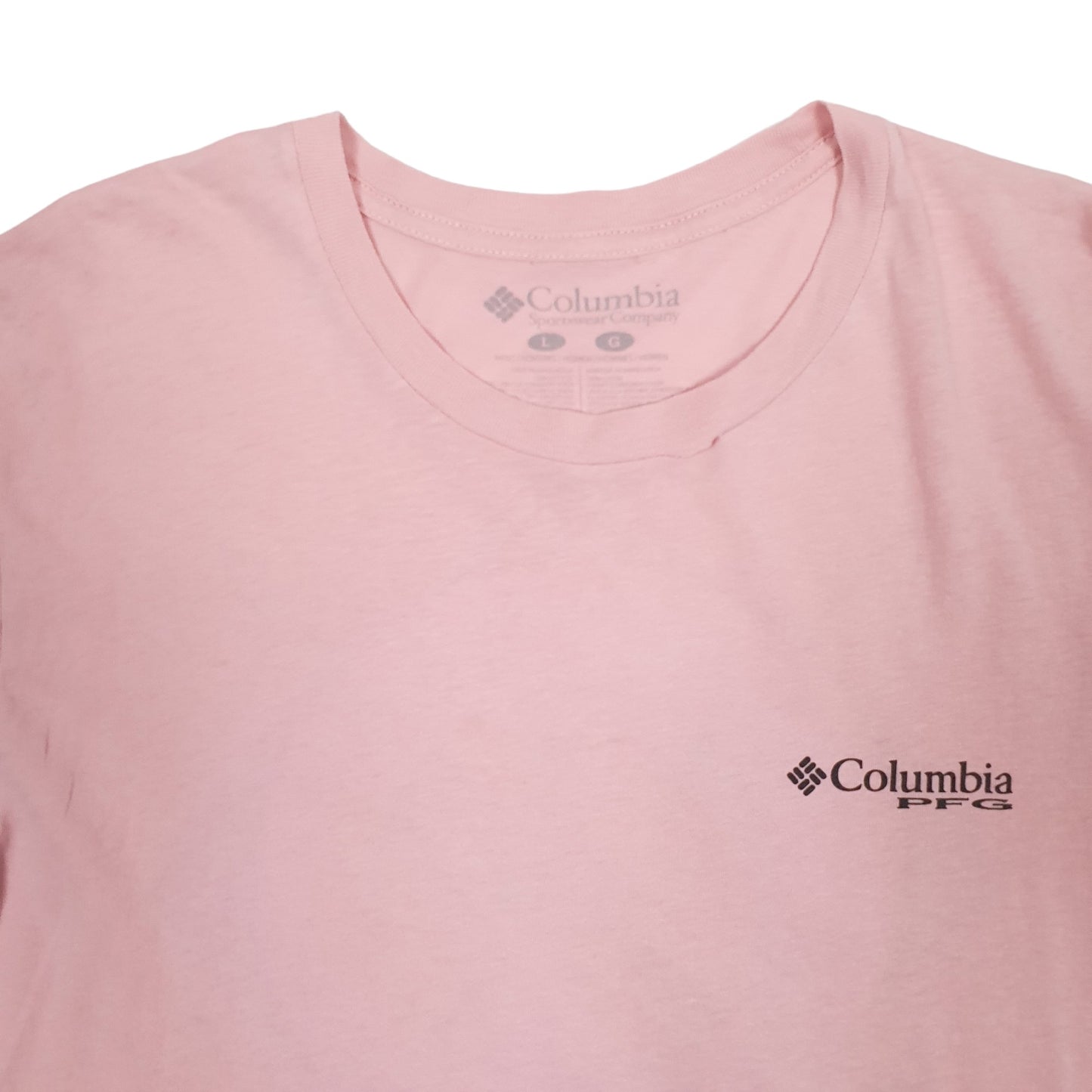 Mens Pink Columbia Sportswear Performance Fishing Gear PFG Short Sleeve T Shirt