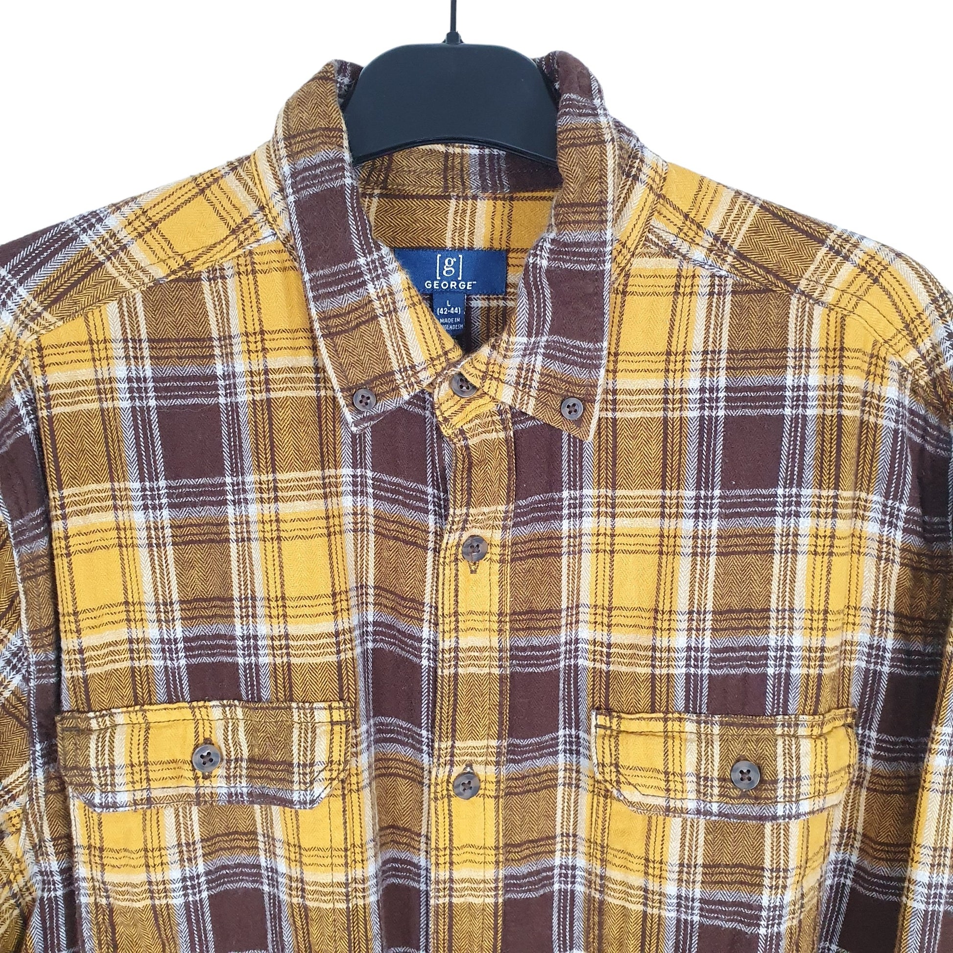 George Long Sleeve Regular Fit Check Flannel Shirt Shacket Yellow