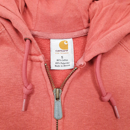 Womens Red Carhartt Hoodie Work Wear Full Zip Jumper