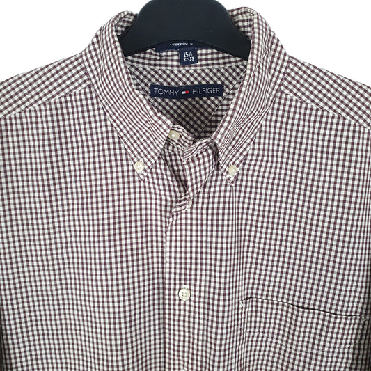 Tommy Hilfiger Long Sleeve Regular Fit Gingham Shirt Brown