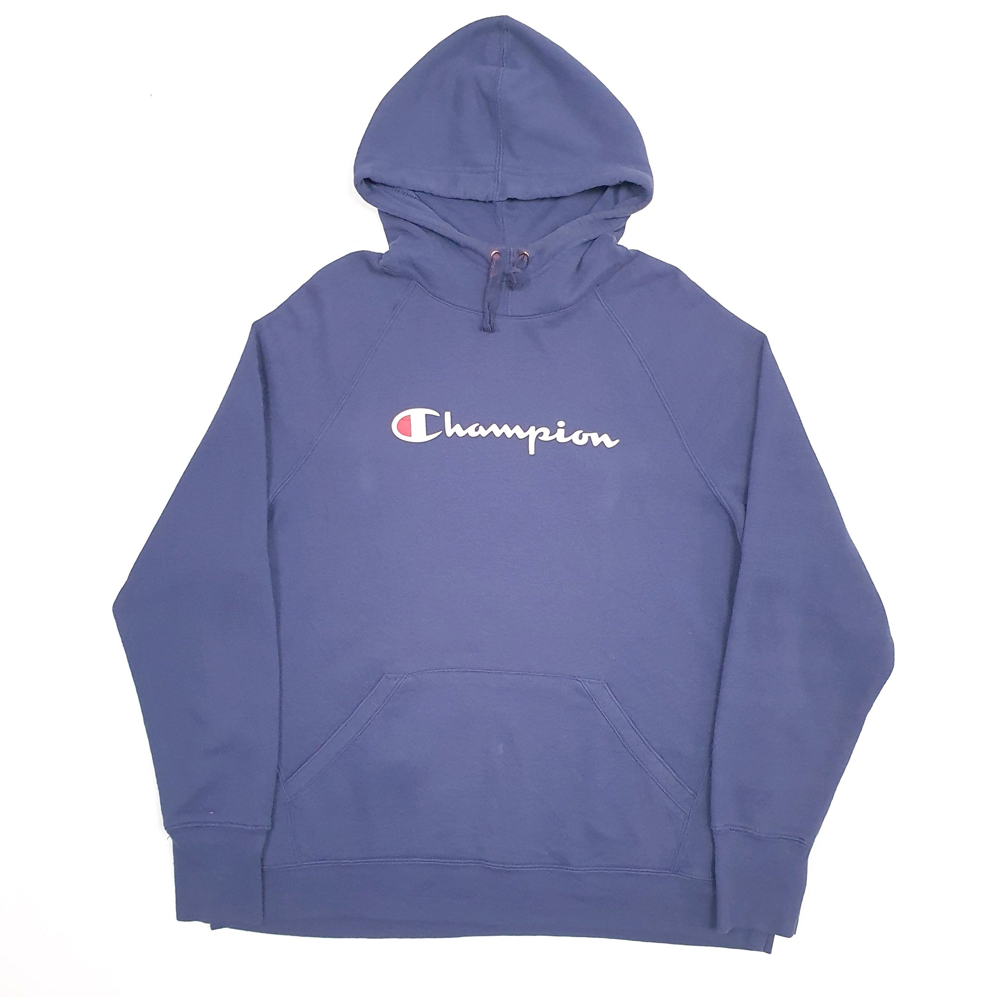 Mens Navy Champion Spellout Hoodie Jumper