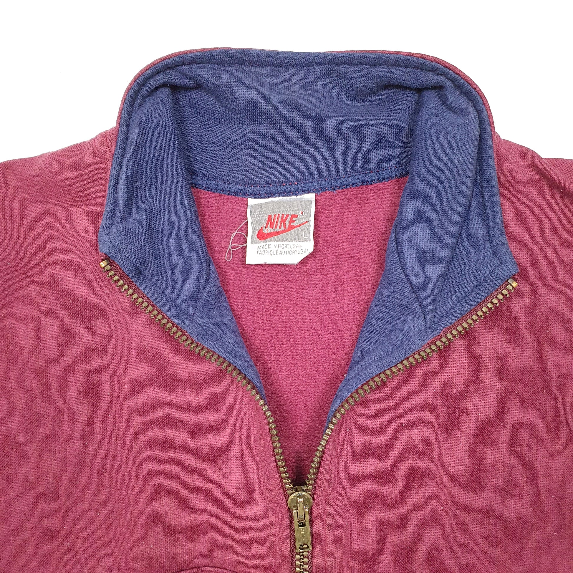 Mens Burgundy Nike Vintage 1980s Sweater Quarter Zip Jumper