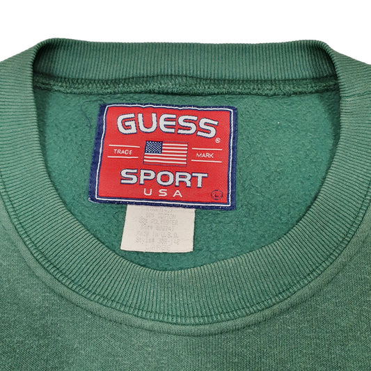 Mens Green Guess Sport Vintage Made In USA 1997 Crewneck Jumper