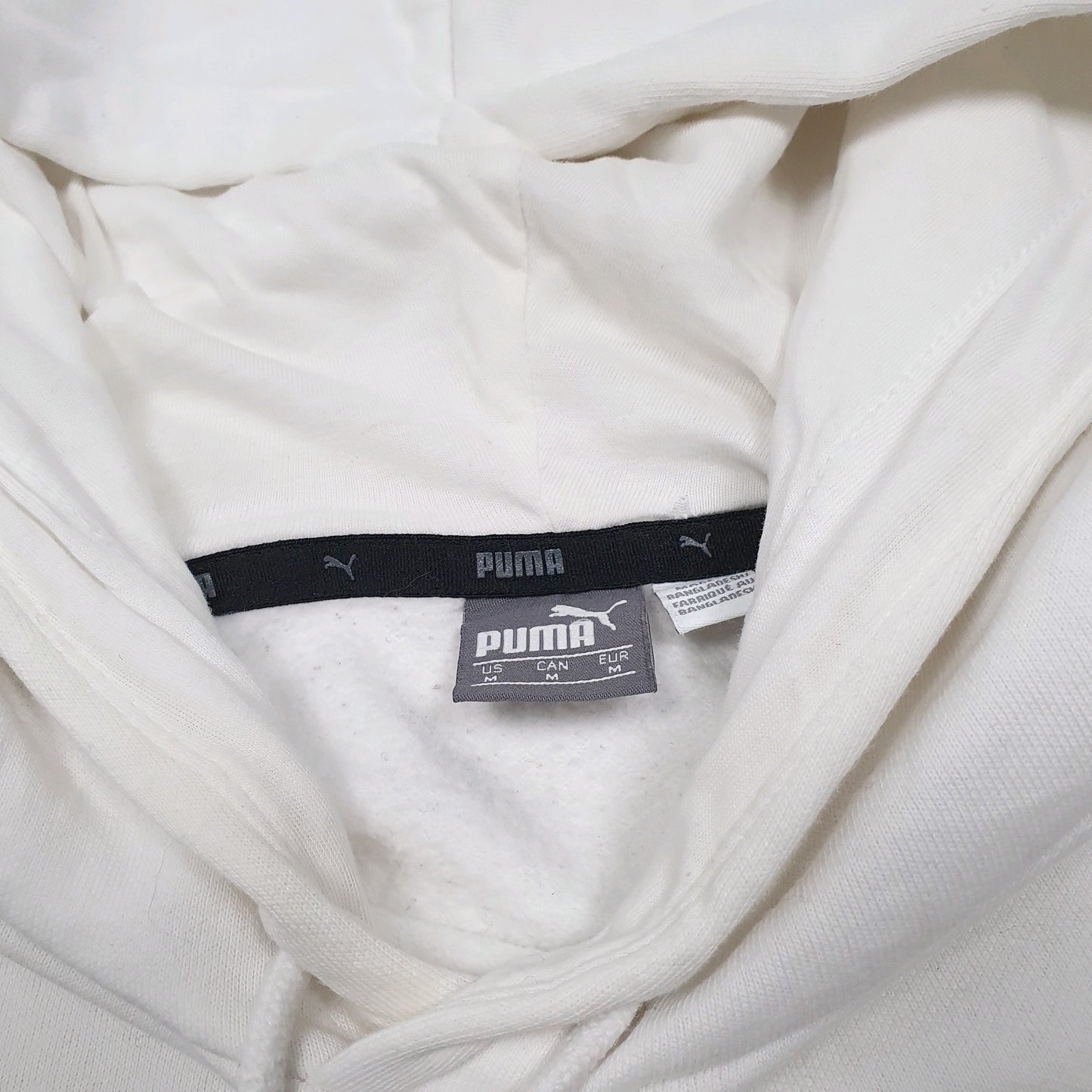 Mens White Puma  Hoodie Jumper