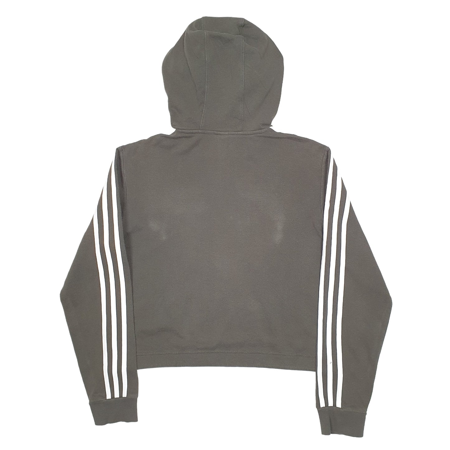 Womens Khaki Adidas Crop Top Hoodie Jumper