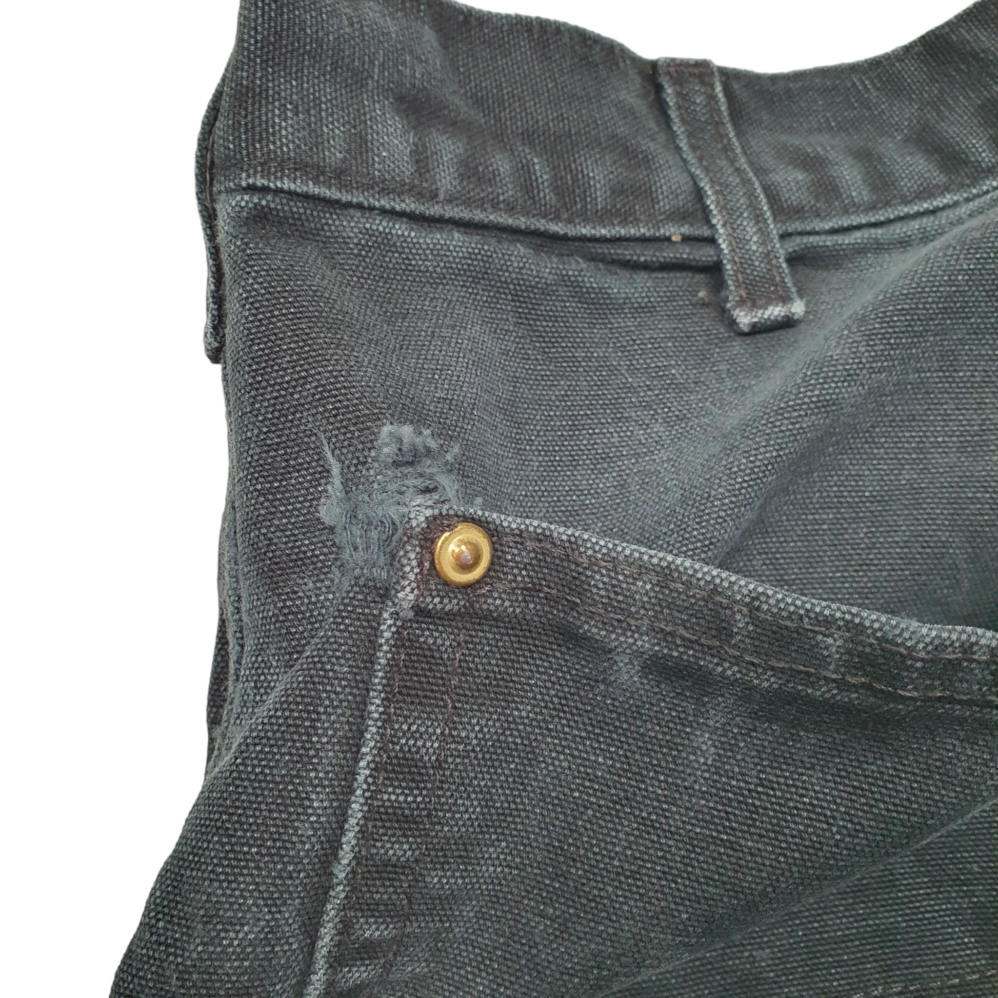 Mens Black Carhartt Double Knee Riveted Made In USA Carpenter Trousers