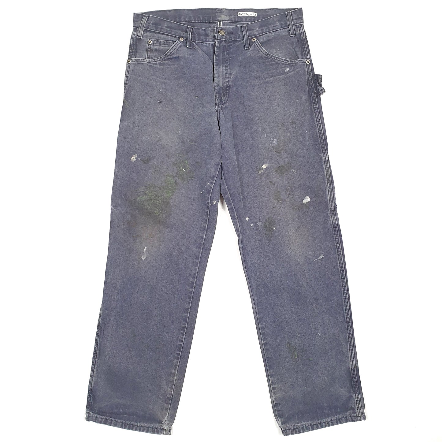 Mens Dickies Grey Blue Carpenter Trousers W32 L31 Blue