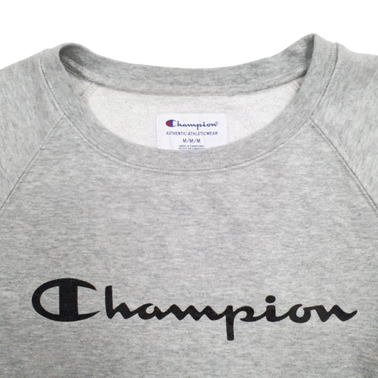 Womens Grey Champion Spellout Crewneck Jumper