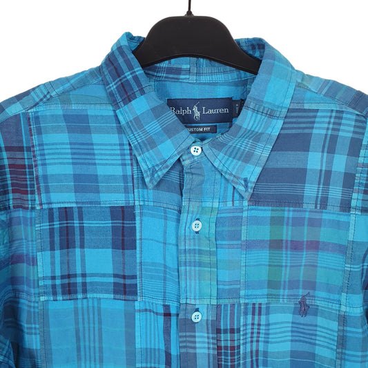 Ralph Lauren Short Sleeve Custom Fit Check Shirt Blue