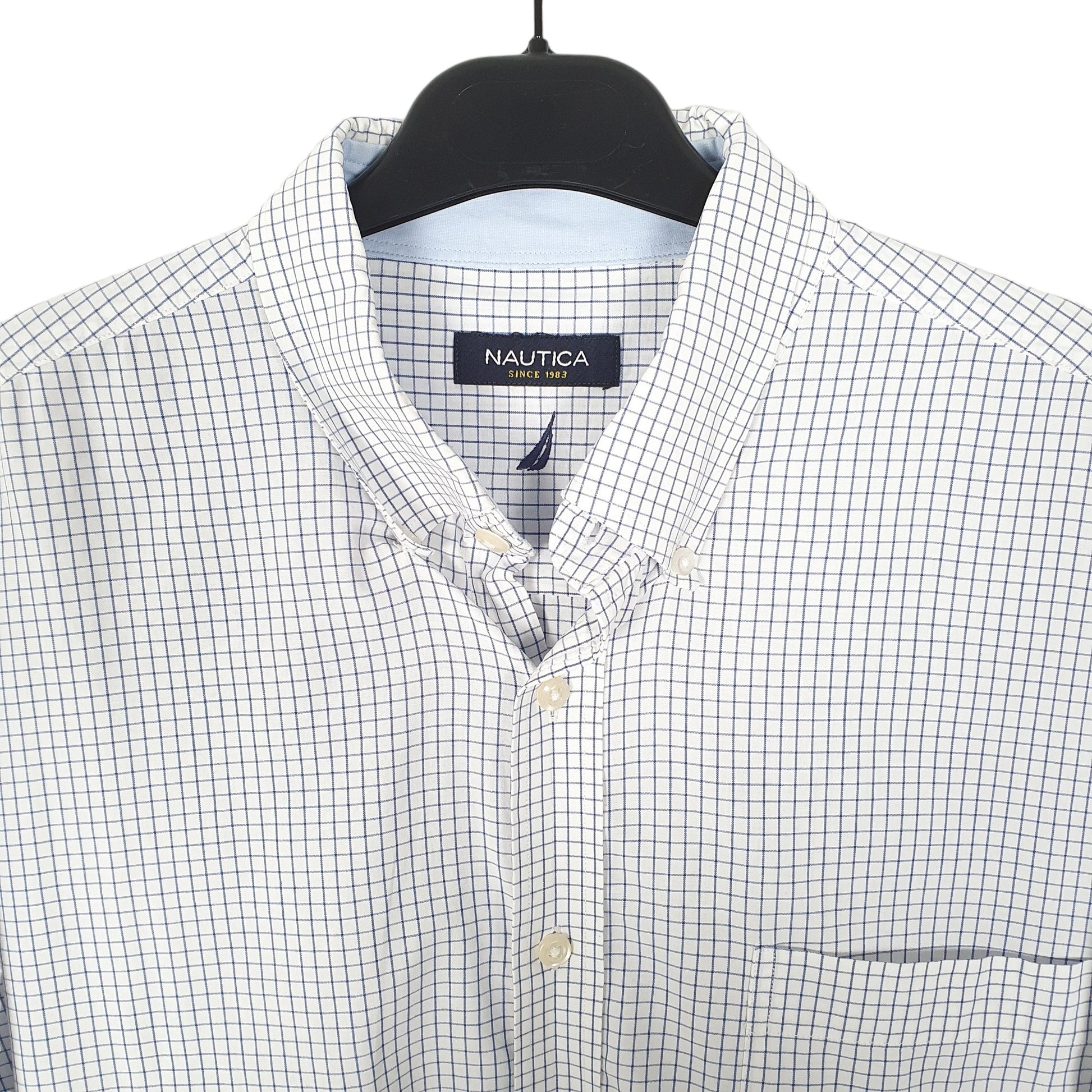 Nautica Long Sleeve Regular Fit Check Shirt White