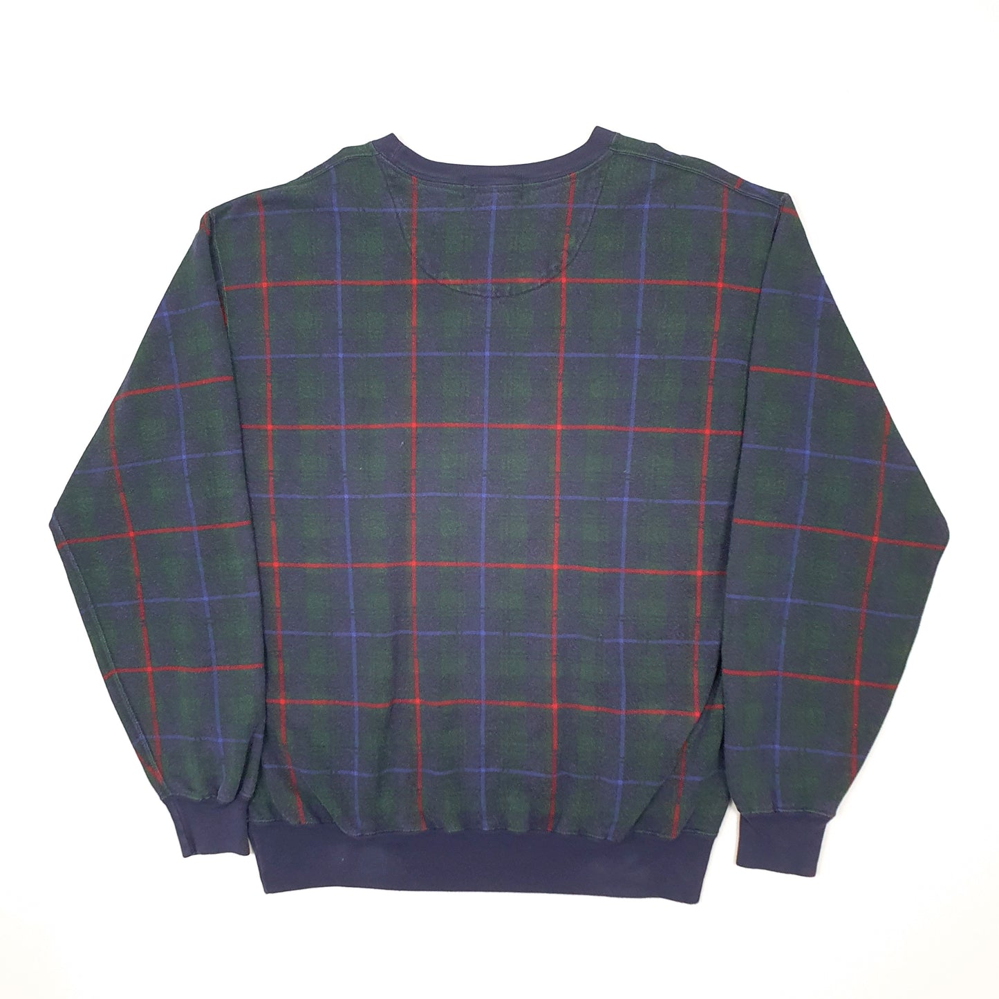 Mens Navy Polo Ralph Lauren Vintage Golf Tartan Check Crewneck Jumper