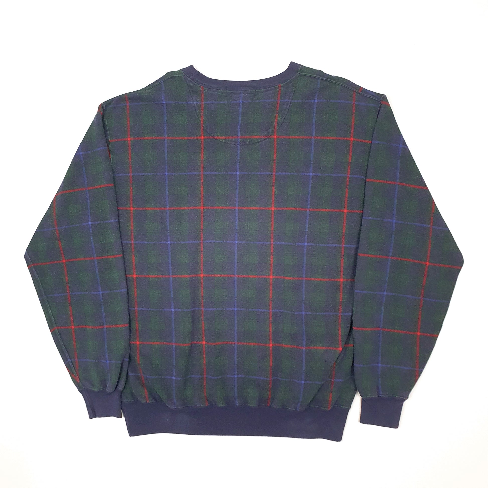 Mens Navy Polo Ralph Lauren Vintage Golf Tartan Check Crewneck Jumper
