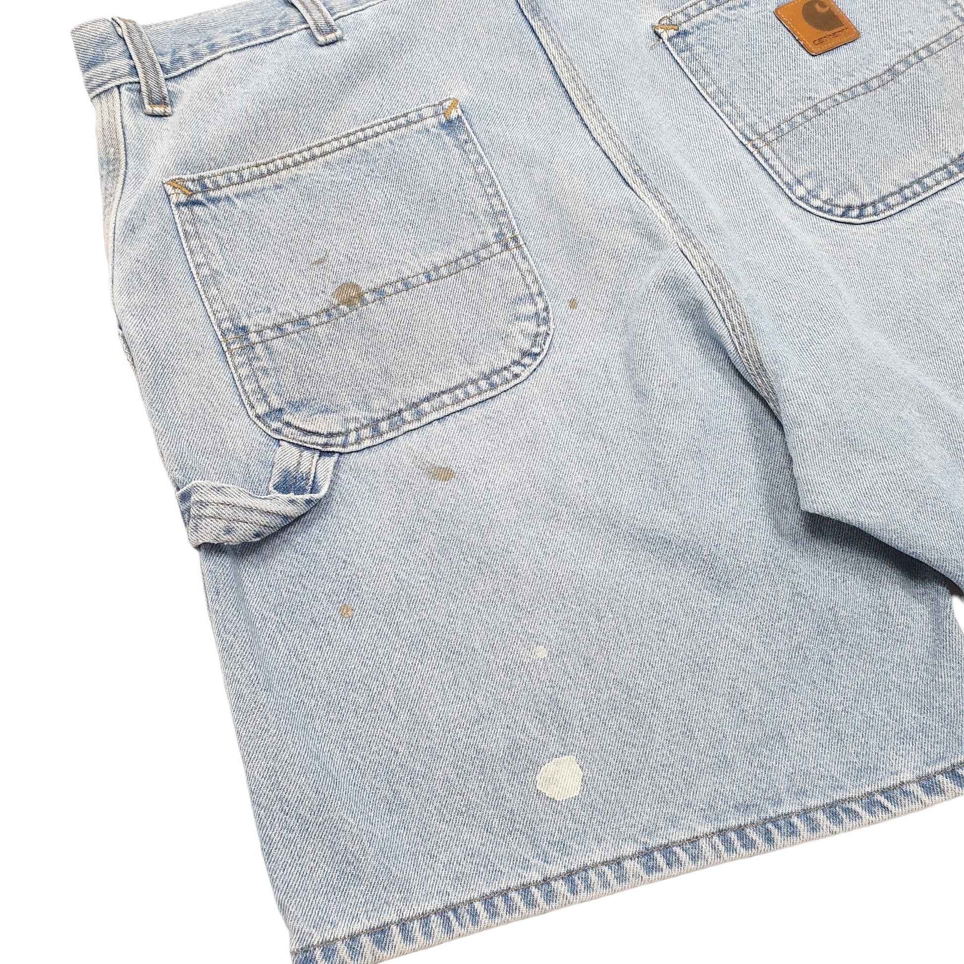 Mens Blue Carhartt Carpenter Workwear Denim Shorts