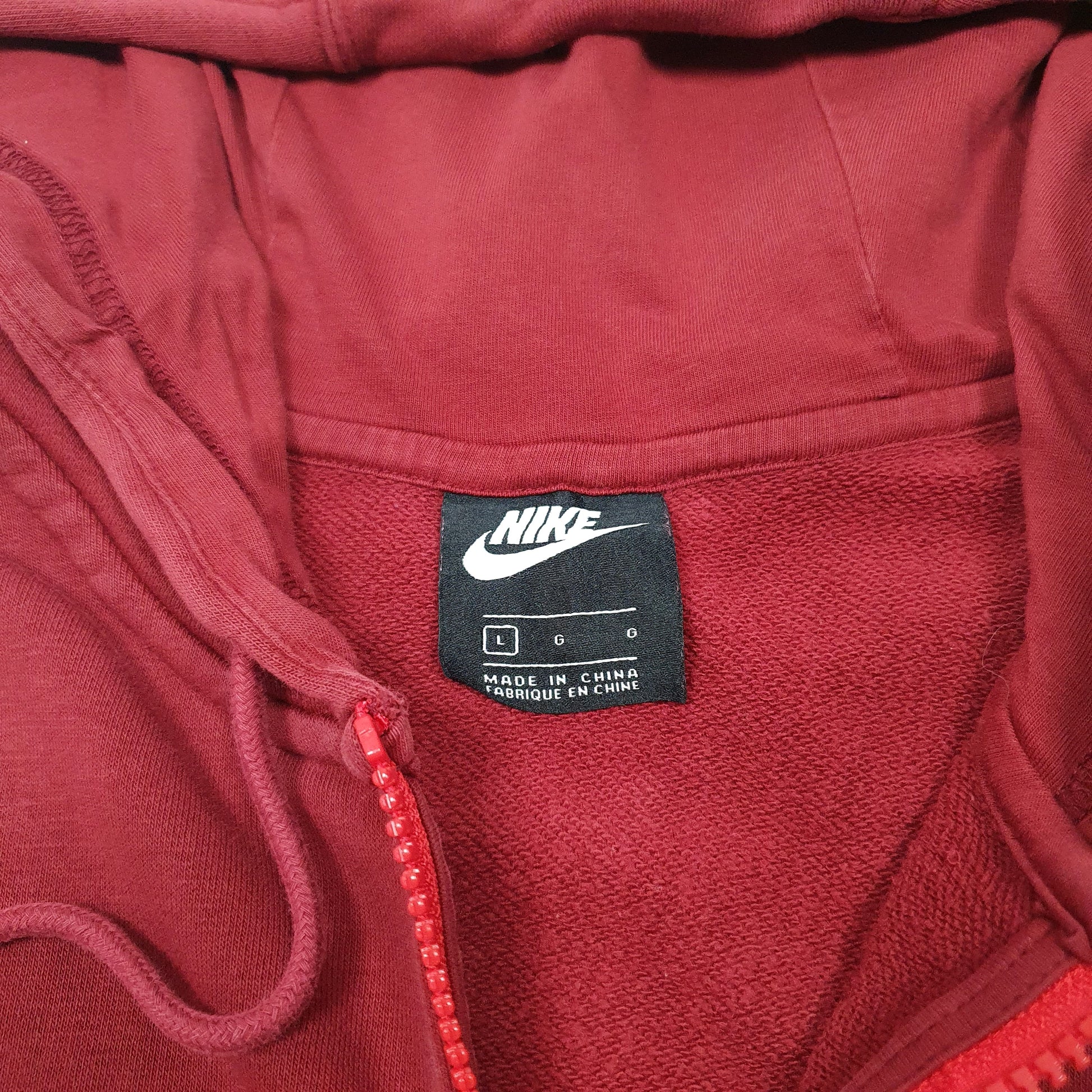 Mens Red Nike Hoodie Double Swoosh 1972 Full Zip Jumper