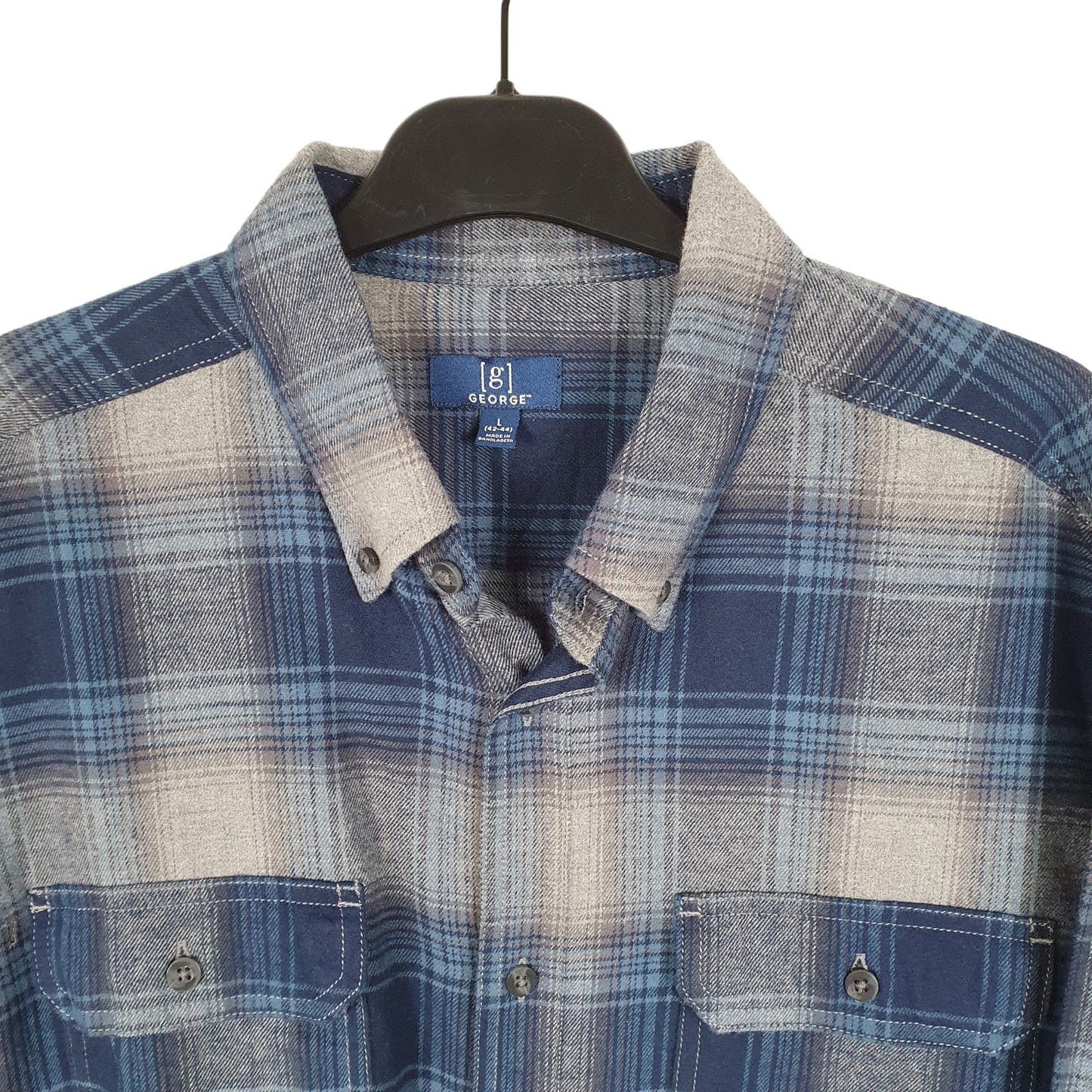 George Flannel Shacket Long Sleeve Regular Fit Check Shirt Grey