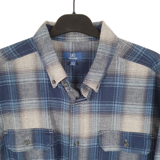 George Flannel Shacket Long Sleeve Regular Fit Check Shirt Grey