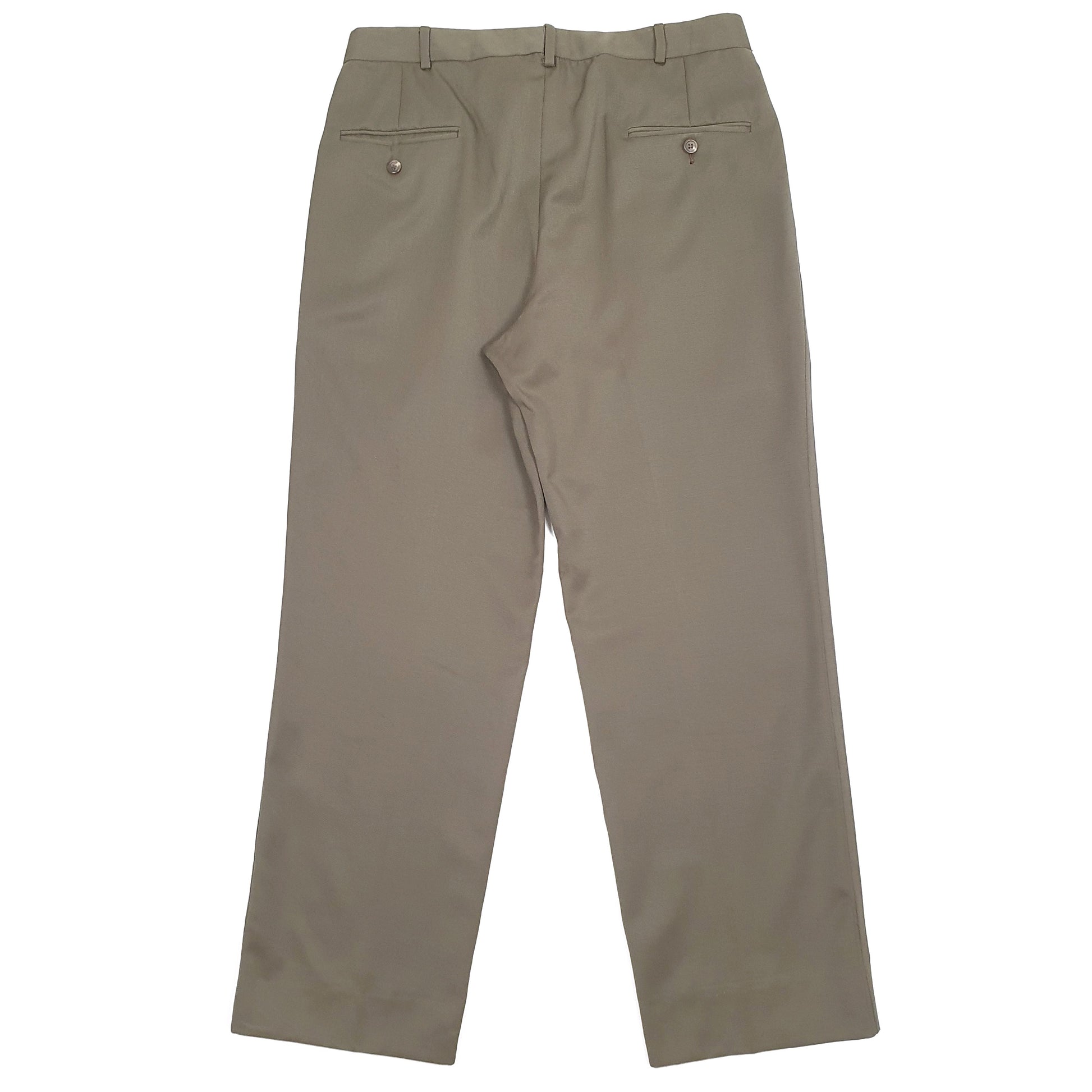 Mens Khaki Polo Ralph Lauren Vintage Double Pleated Chino Trousers