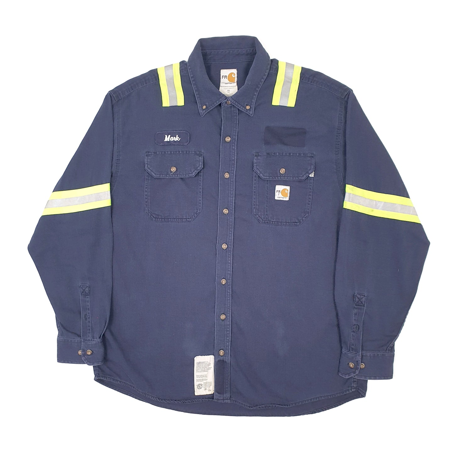 Mens Navy Carhartt FR Shacket Hi Vis Worksite Long Sleeve Shirt