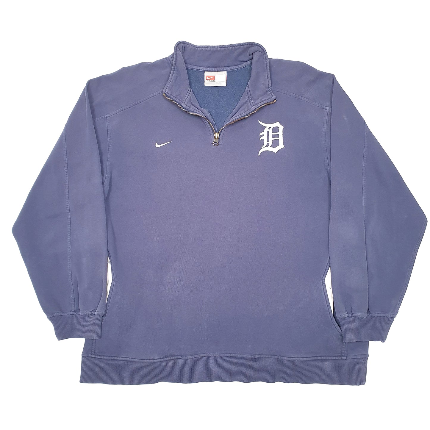 Mens Navy Nike Vintage Detroit MLB Baseball Team Quarter Zip Jumper