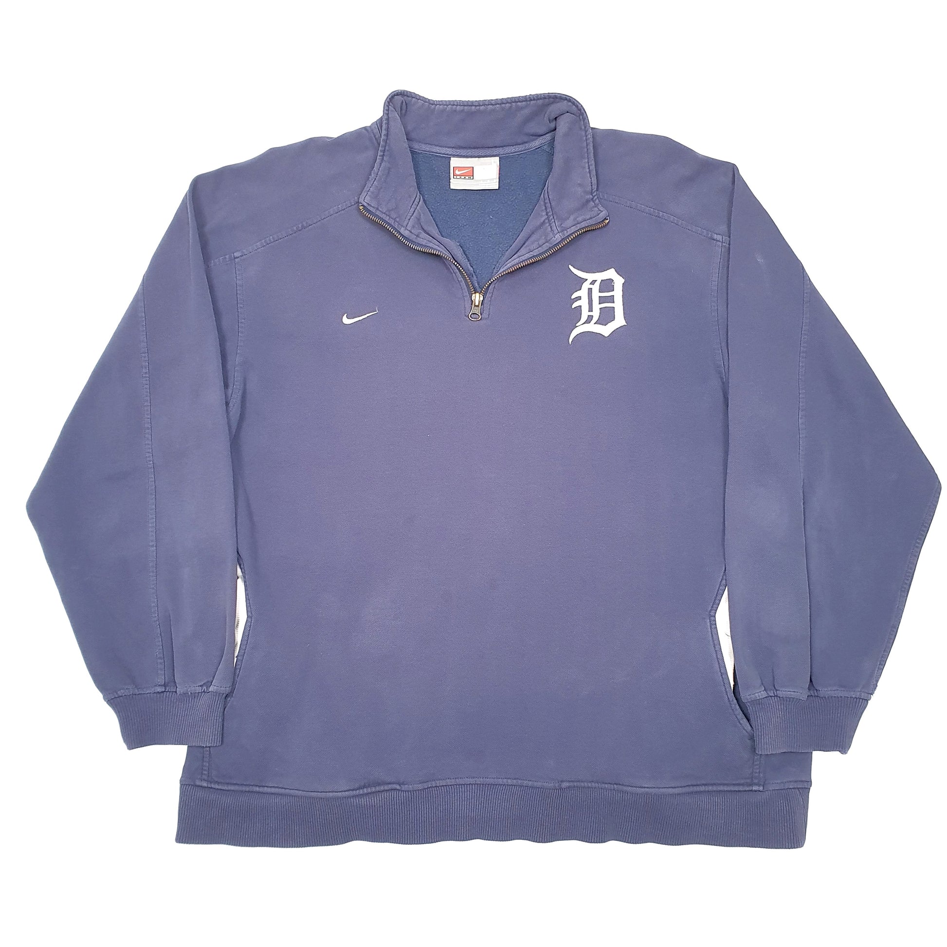 Mens Navy Nike Vintage Detroit MLB Baseball Team Quarter Zip Jumper