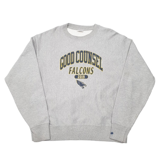 Mens Grey Champion Reverse Weave 2019 Good Counsel Falcons Crewneck Jumper