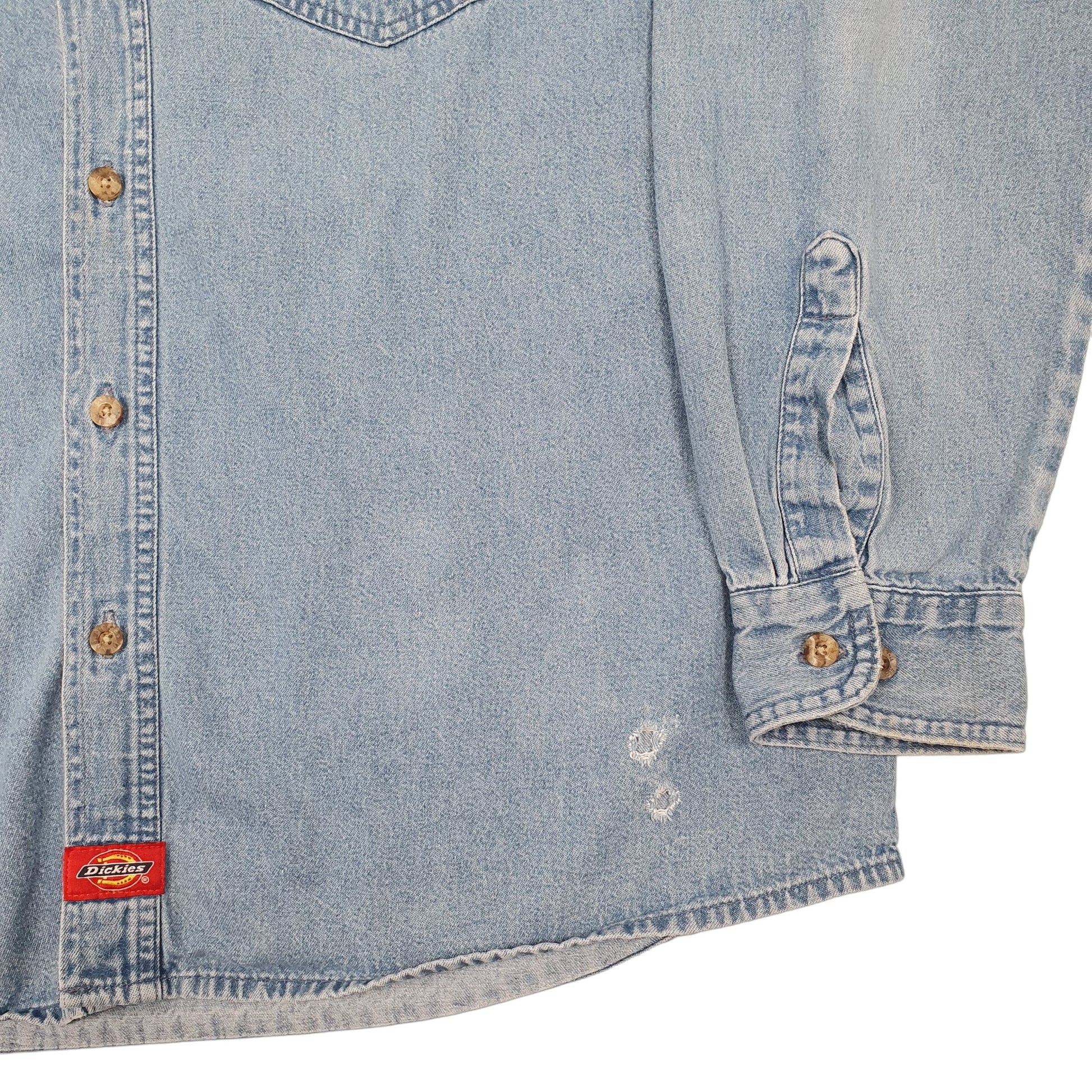 Mens Blue Dickies Denim Workwear Shacket Long Sleeve Shirt