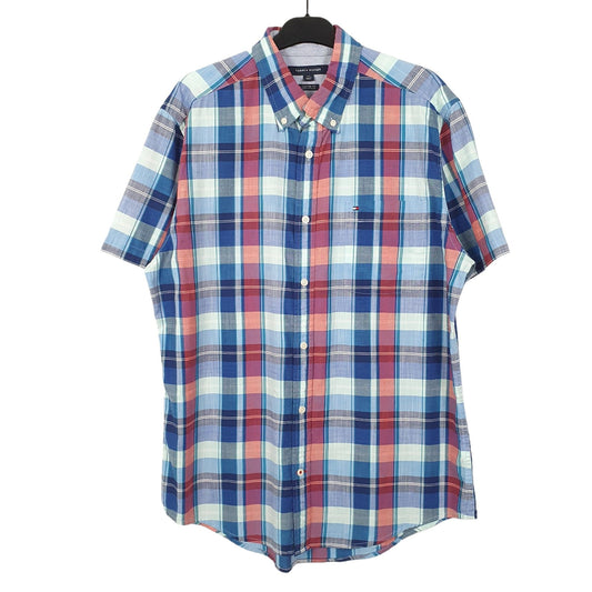 Tommy Hilfiger Pocket Short Sleeve Custom Fit Check Shirt Blue