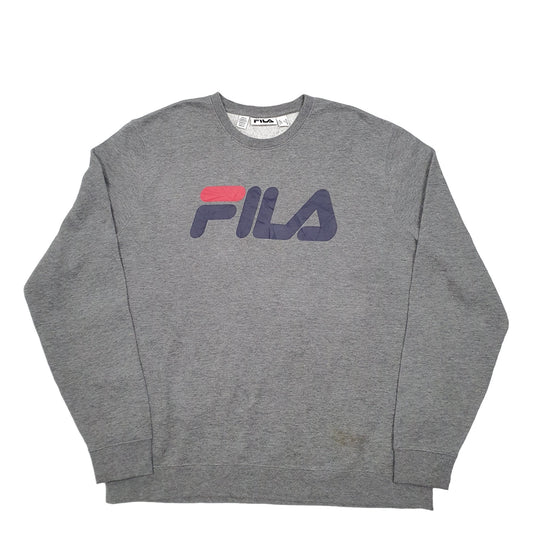 Mens Grey Fila  Crewneck Jumper