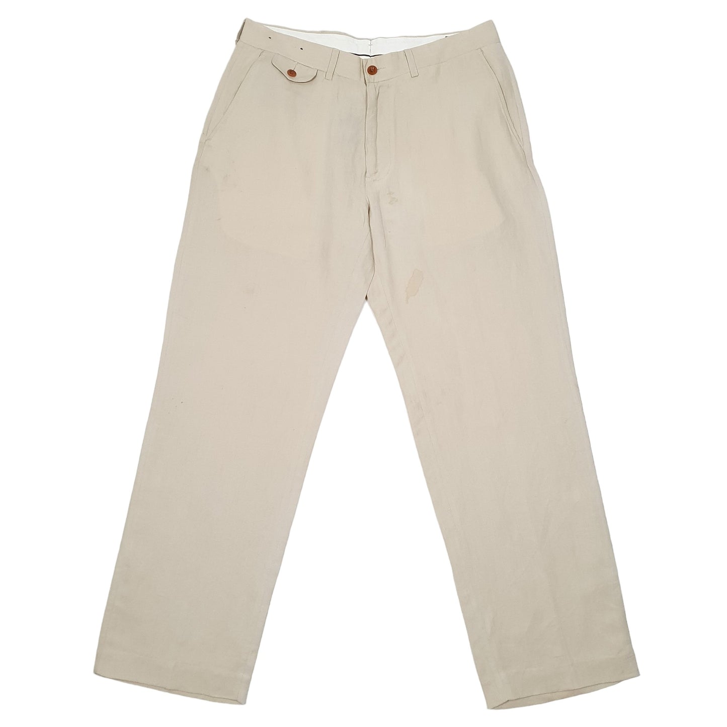 Mens Beige Polo Ralph Lauren Classic Fit Linen Silk Blend Chino Trousers