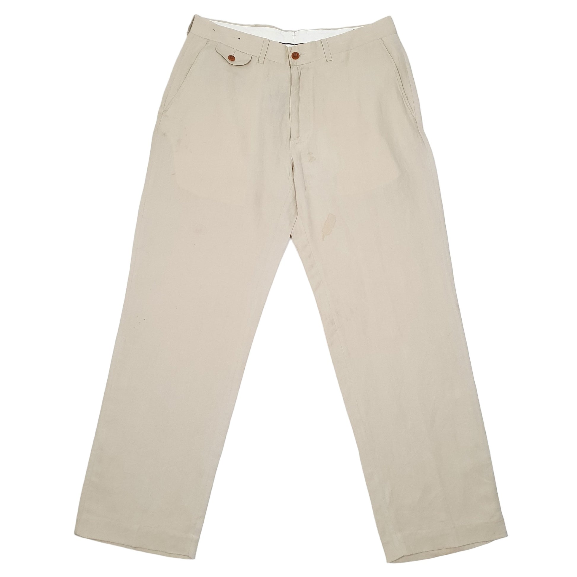 Mens Beige Polo Ralph Lauren Classic Fit Linen Silk Blend Chino Trousers