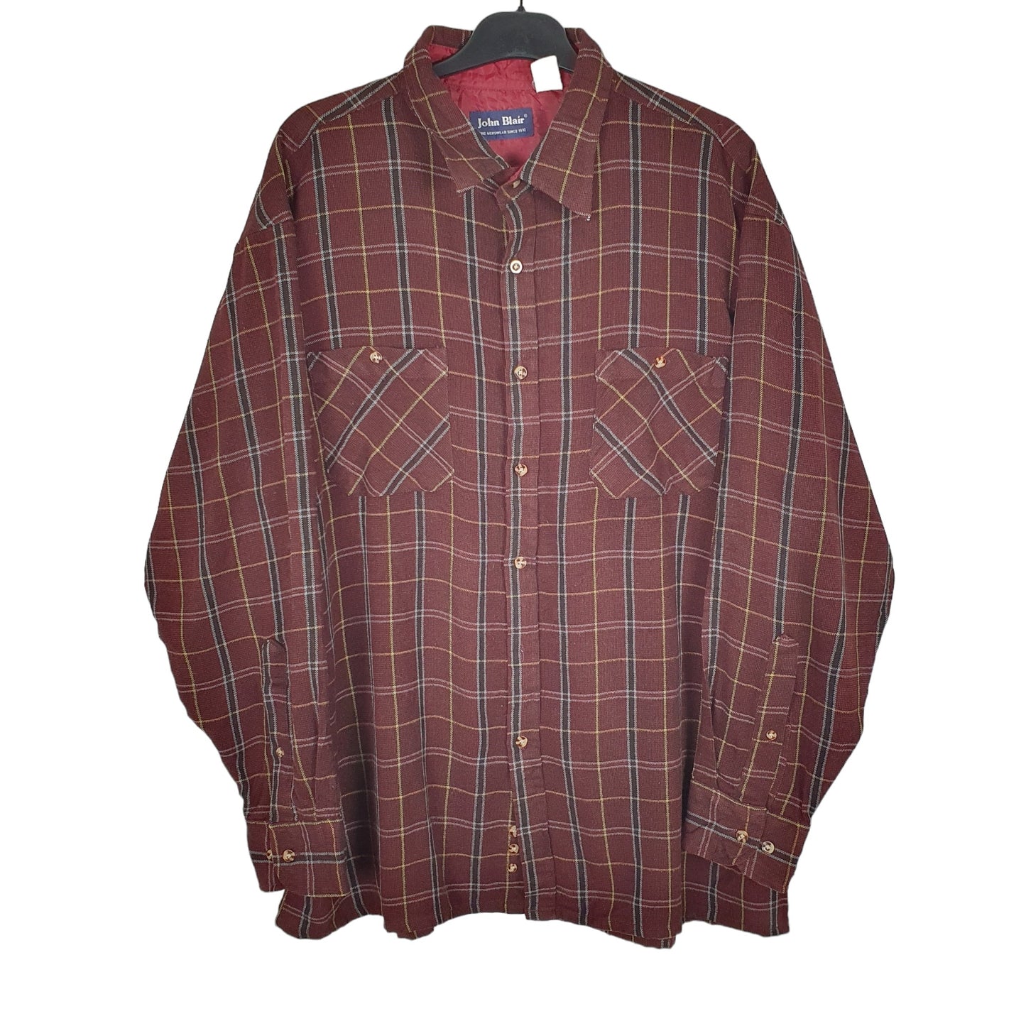 John Blair Flannel Shacket Long Sleeve Regular Fit Check Shirt Burgundy