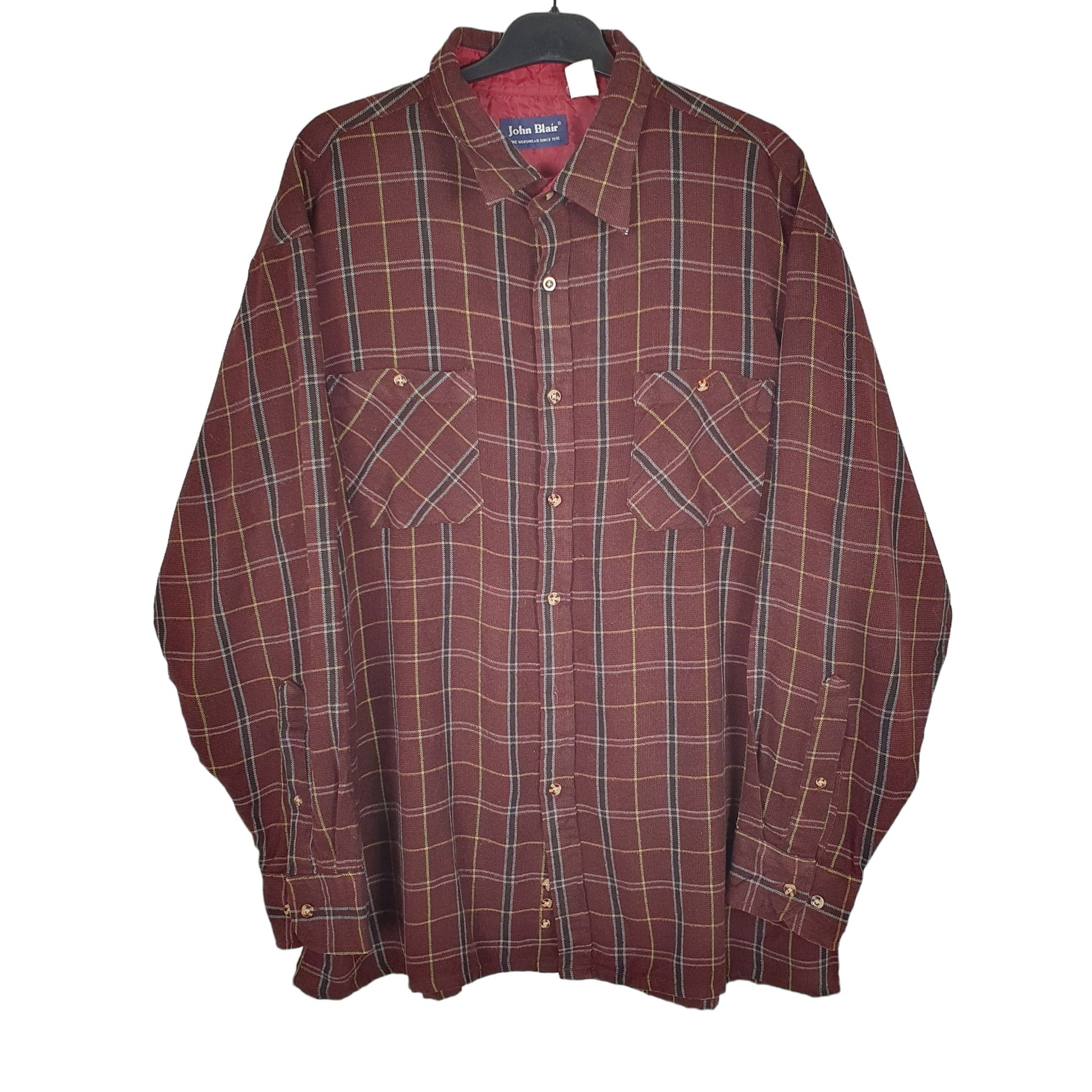John Blair Flannel Shacket Long Sleeve Regular Fit Check Shirt Burgundy