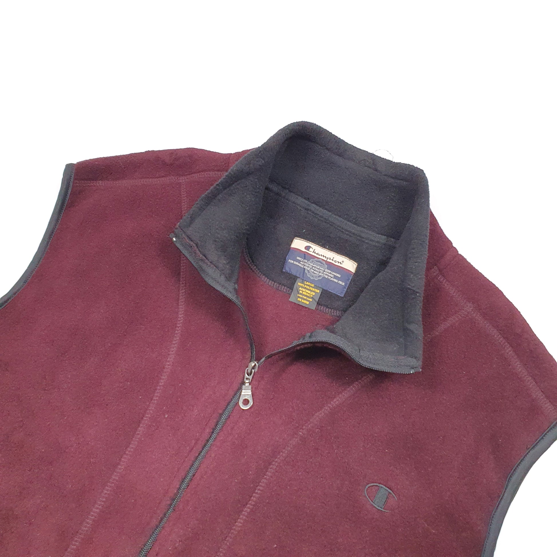 Champion Gilet body warmer sleeveless Quarter Zip fleece top Fleece L Burgundy