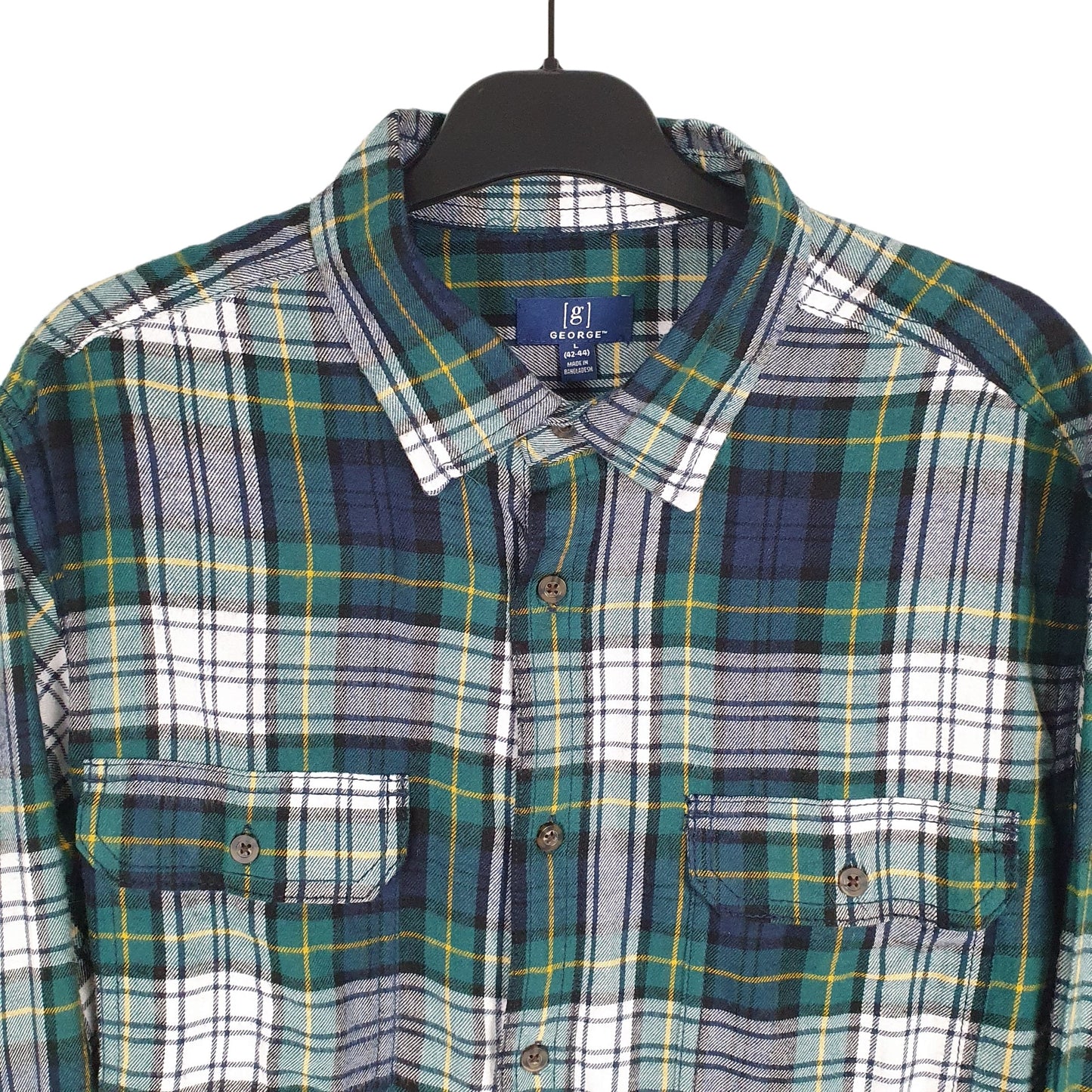 George Long Sleeve Regular Fit Check Flannel Shirt Shacket Green