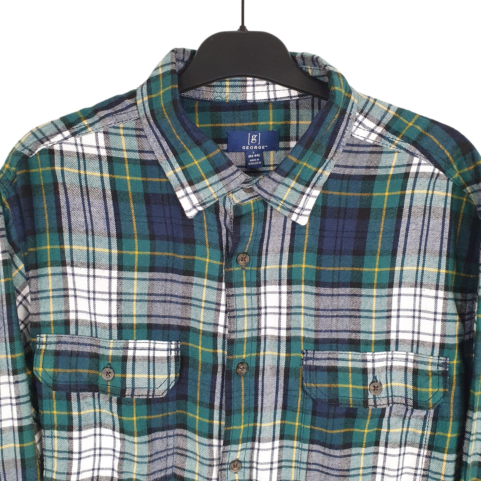George Long Sleeve Regular Fit Check Flannel Shirt Shacket Green