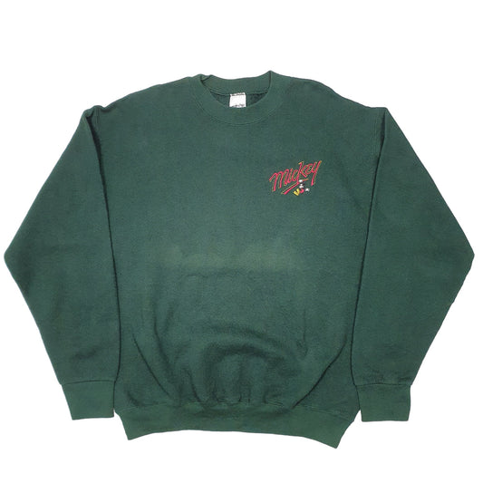 Mens Green Disney Sweatshirt Mickey Mouse Crewneck Jumper