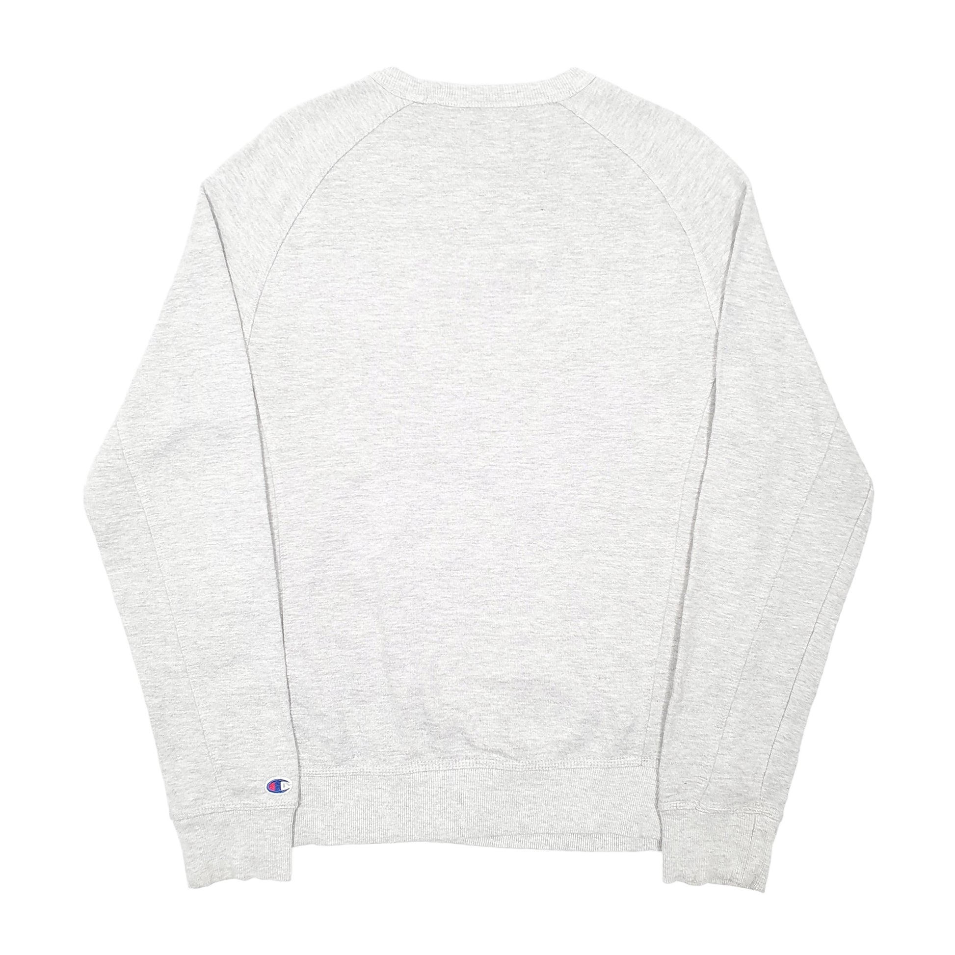 Mens Grey Champion Spellout Raglan Crewneck Jumper