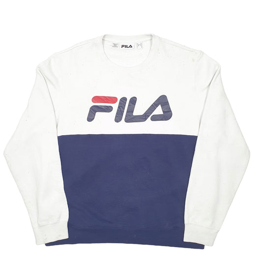 Mens White Fila Crewneck Jumper