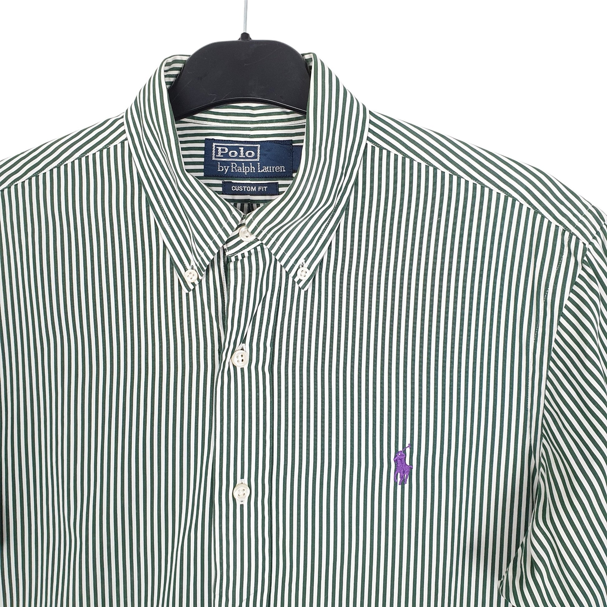 Ralph Lauren Short Sleeve Custom Fit Striped Shirt Green