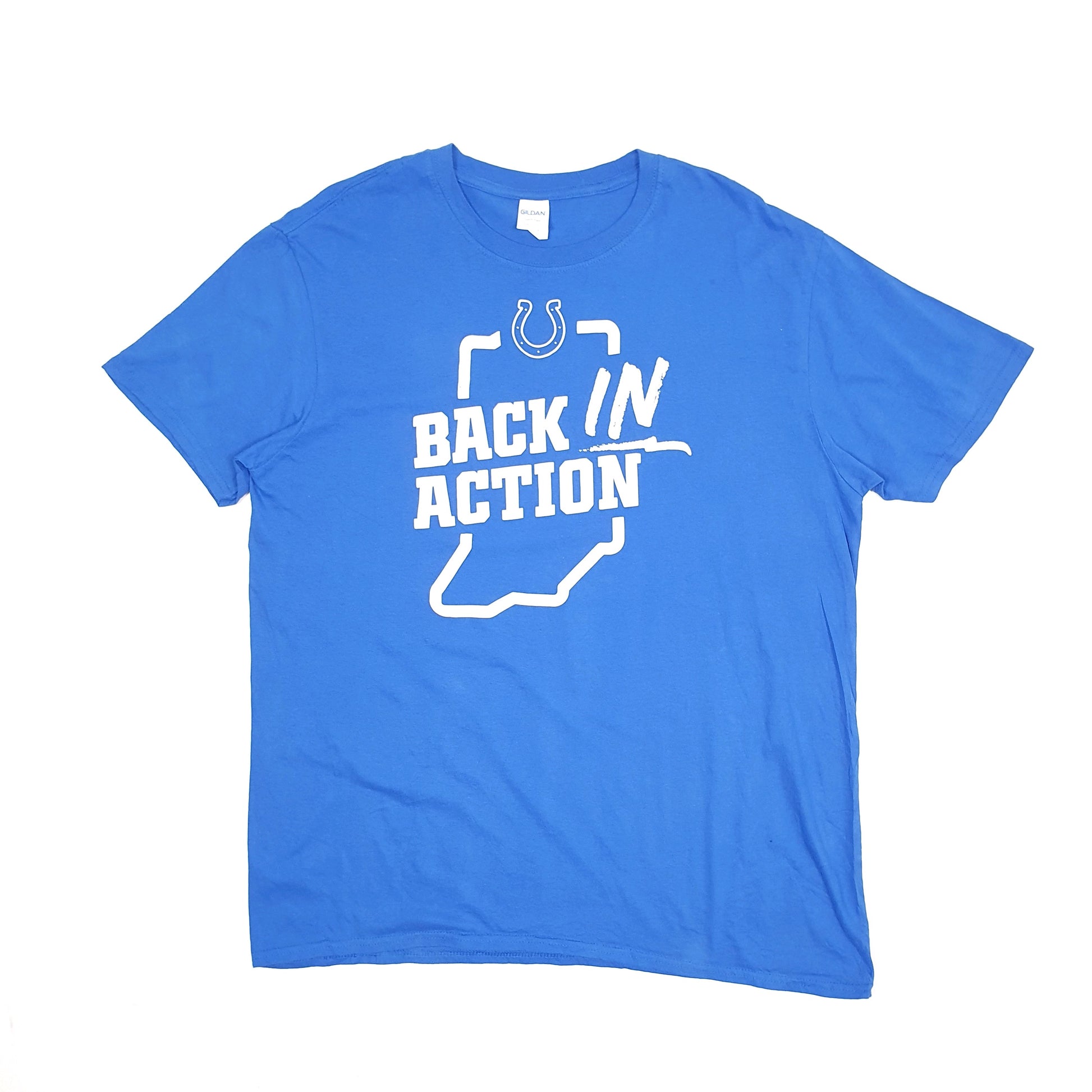Gildan Back in Action Short Sleeve T Shirt Blue