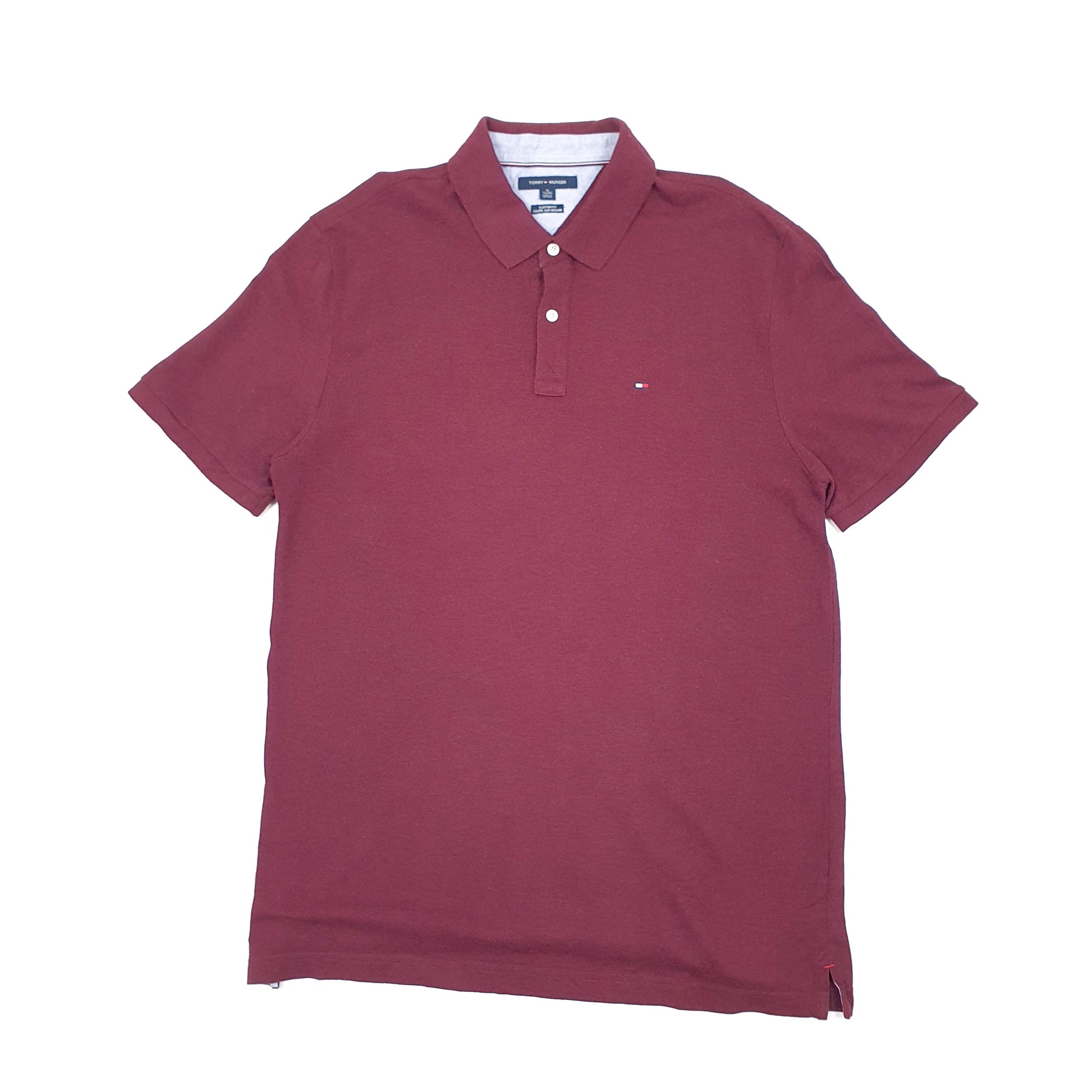 Mens Burgundy Tommy Hilfiger Custom Fit Short Sleeve Polo Shirt