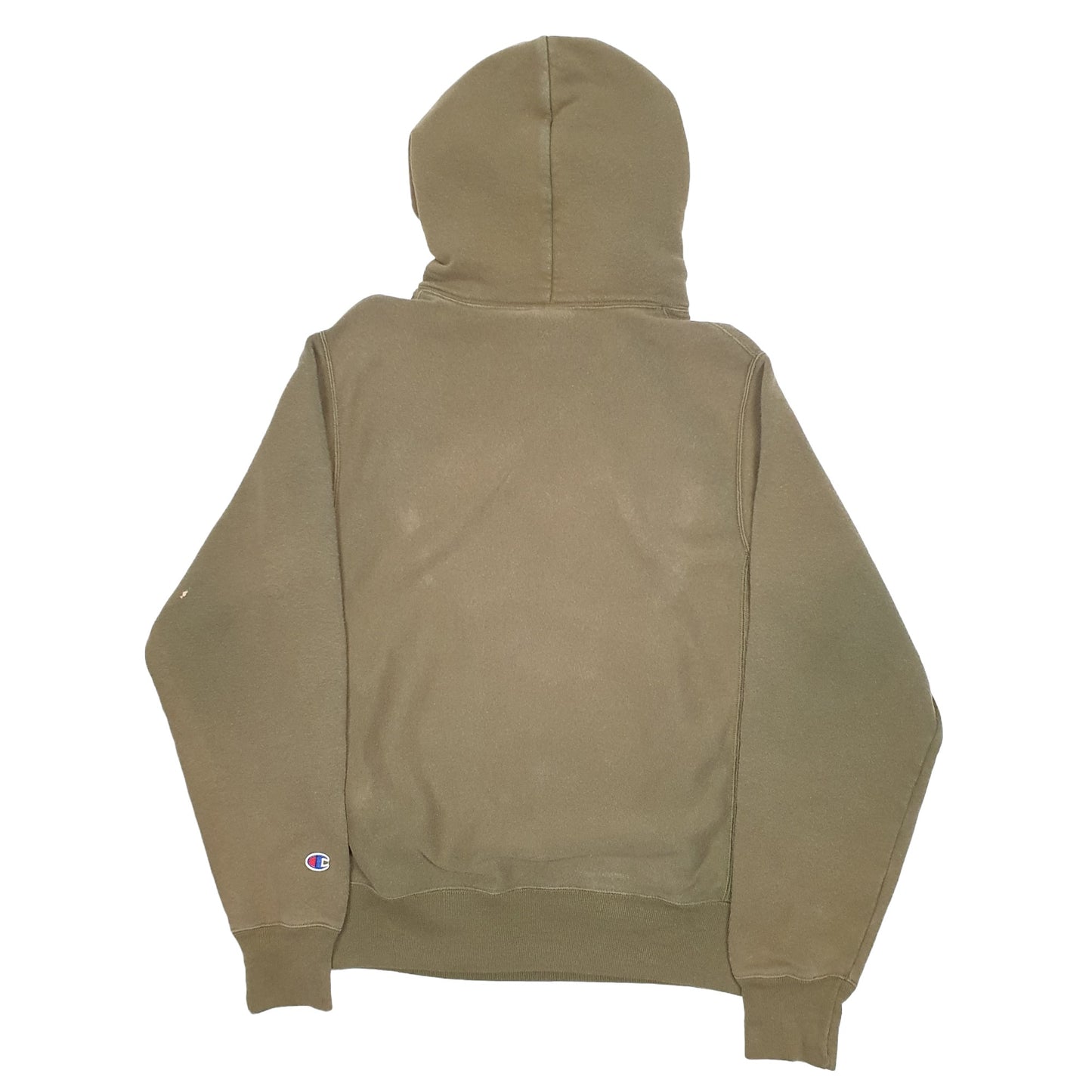 Mens Khaki Champion Reverse Weave Hoodie Jumper