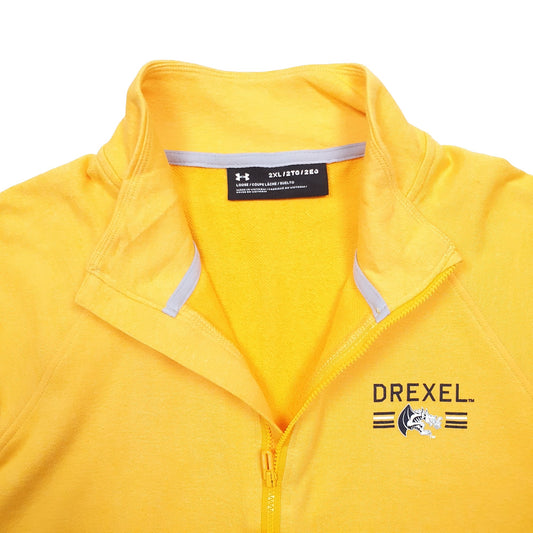 Mens Yellow Under Armour Drexel USA College Quarter Zip Jumper