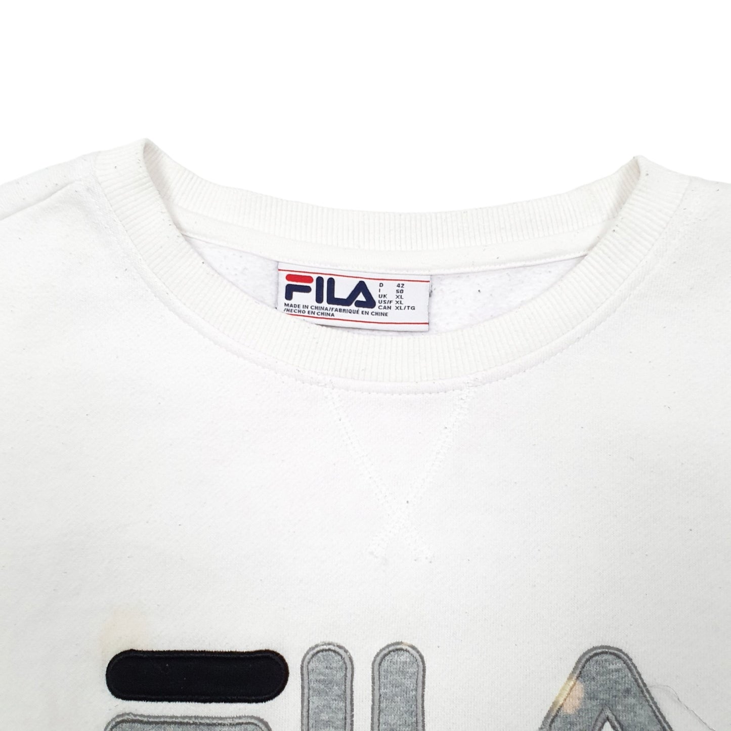 Womens White Fila  Crewneck Jumper