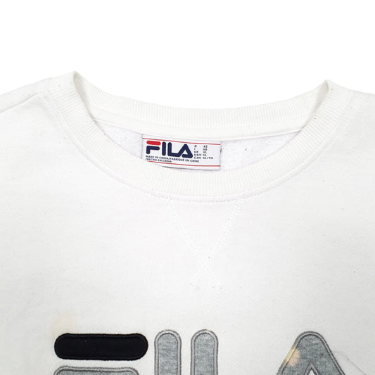 Womens White Fila  Crewneck Jumper