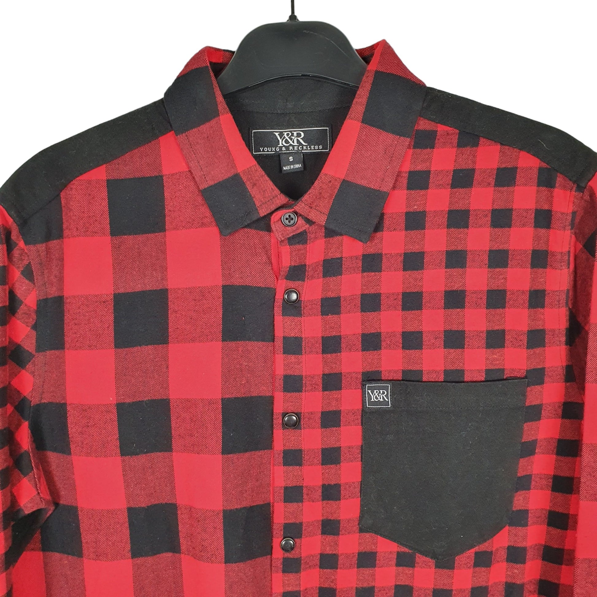 Young & Reckless Flannel Shacket Long Sleeve Regular Fit Check Shirt Red