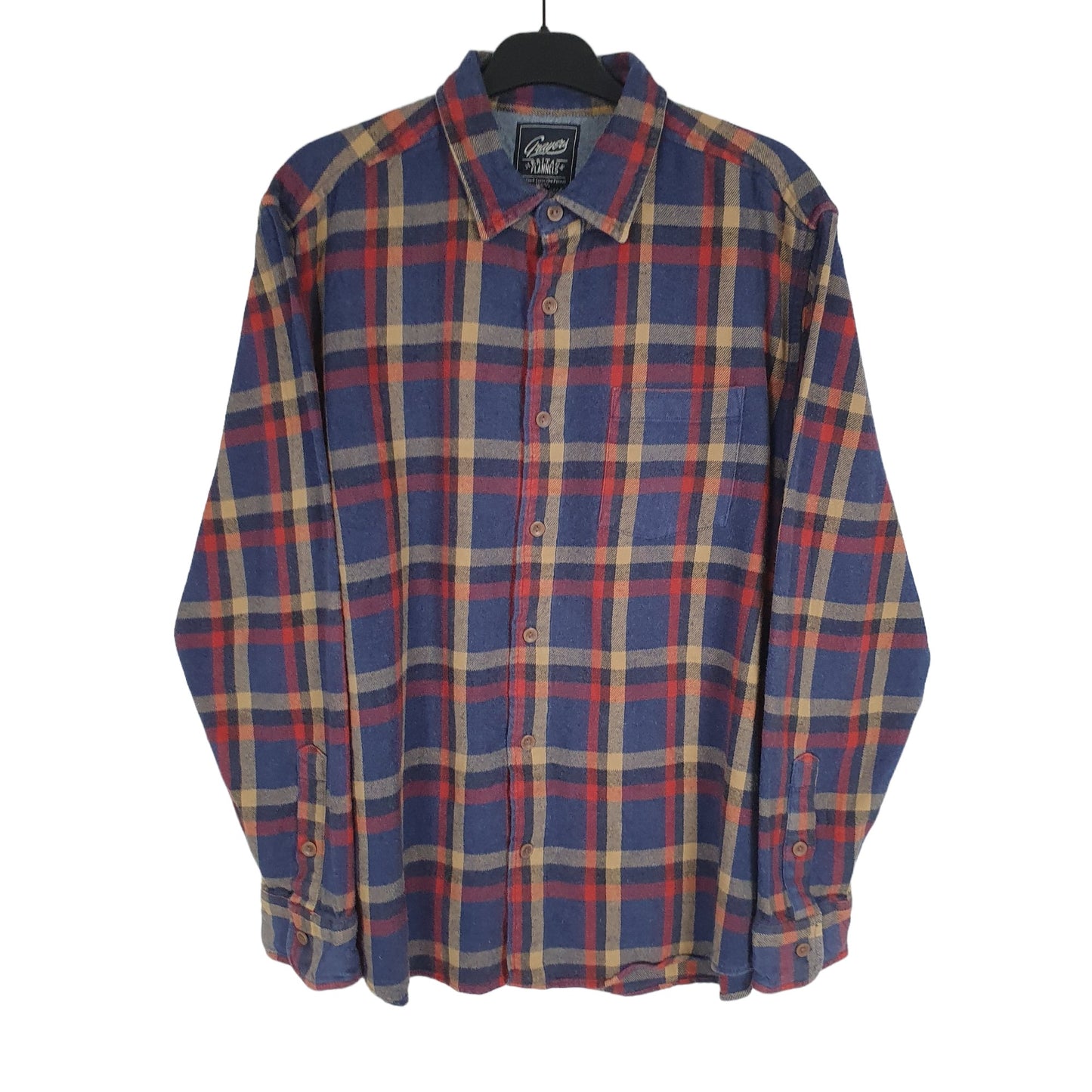 Grayers Flannel Shacket Long Sleeve Regular Fit Check Shirt Blue