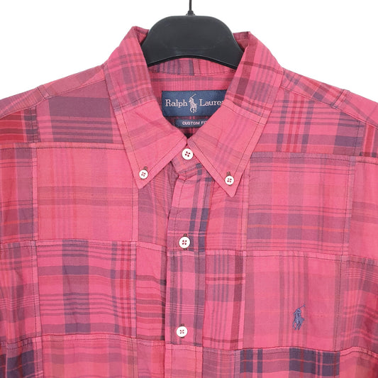 Ralph Lauren Short Sleeve Custom Fit Check Shirt Burgundy